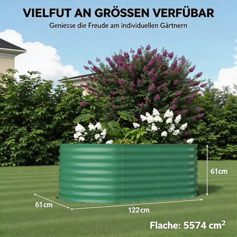 2er Set Verzinkte Stahl Hochbeete 120x60x60cm – Robustes Metall Hochbeet für Gemüse, Kräuter & Blumen – Rostbeständig, Ergonomische Höhe, Einfache Montage – Pflanzbeet Garten Outdoor, Grün – Bild 4