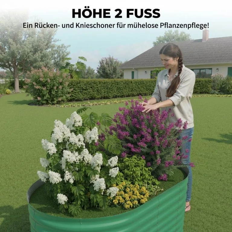 2er Set Verzinkte Stahl Hochbeete 120x60x60cm – Robustes Metall Hochbeet für Gemüse, Kräuter & Blumen – Rostbeständig, Ergonomische Höhe, Einfache Montage – Pflanzbeet Garten Outdoor, Grün – Bild 8