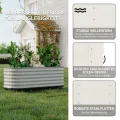 Verzinktes Hochbeet mit Rollen und Selbstbewässerungssystem, mobiler Pflanzkasten aus Metall mit Wasserreservoir für Balkon, Terrasse & Garten, ideal für Gemüse, Kräuter und Blumen, 240x60x50cm, Beige - Thumbnail 2