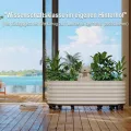 Verzinktes Hochbeet mit Rollen und Selbstbewässerungssystem, mobiler Pflanzkasten aus Metall mit Wasserreservoir für Balkon, Terrasse & Garten, ideal für Gemüse, Kräuter und Blumen, 240x60x50cm, Beige - Thumbnail 3