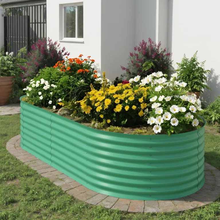 Verzinktes Metall Hochbeet Hoch – Rostbeständiges Gartenhochbeet für Gemüse, Kräuter & Blumen – Robuster Pflanzkasten für Garten, Terrasse oder Rasen – Wetterfest & Einfache Montage, Grün – Bild 7