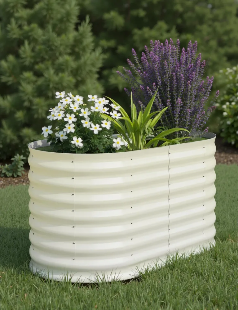 Verzinktes Metall Hochbeet Hoch – Rostbeständiges Gartenhochbeet für Gemüse, Kräuter & Blumen – Robuster Pflanzkasten für Garten, Terrasse oder Rasen – Wetterfest & Einfache Montage, Beige – Bild 2