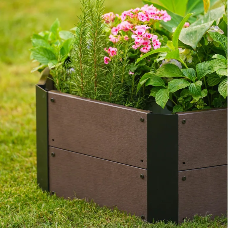 Sechseckiges Hochbeet Holzoptik, Pflanzbeet für Garten Balkon Terrasse, 30 cm Tiefes Hochbeet für Gemüse Kräuter Blumen, Großes Pflanzkasten Outdoor Indoor, Modernes Design, 80x80x30cm – Bild 4