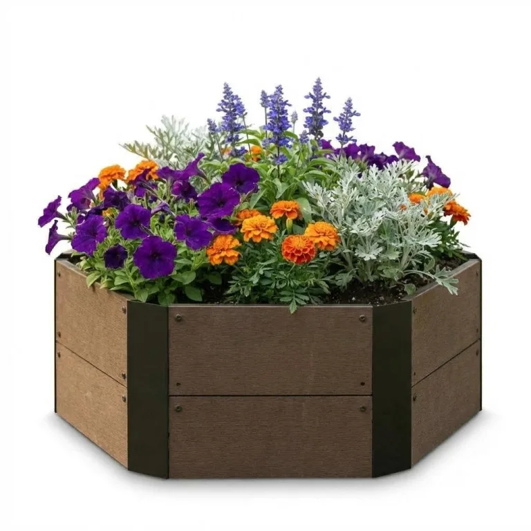 Sechseckiges Hochbeet Holzoptik, Pflanzbeet für Garten Balkon Terrasse, 30 cm Tiefes Hochbeet für Gemüse Kräuter Blumen, Großes Pflanzkasten Outdoor Indoor, Modernes Design, 80x80x30cm – Bild 1