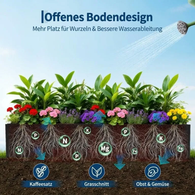 Metall Hochbeet Schwarz, Robustes Eisen Pflanzbeet ohne Boden, Stabiler Pflanzrahmen, Wetterfest & Langlebig, Ideal für Garten, Balkon, Terrasse & Rasen, Pflanzkasten für Blumen & Gemüse, 172x46x30cm – Bild 3