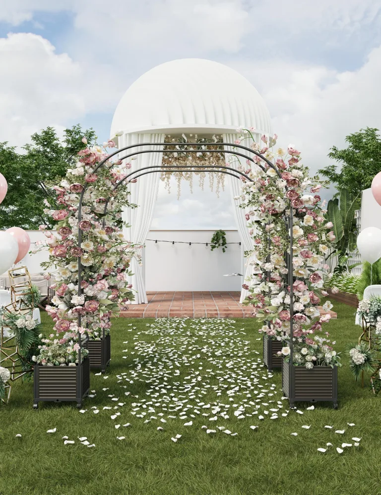 Gartenbogen Rankhilfe aus Metall für Kletterpflanzen – Stabiler Rosenbogen Garten, Rankbogen für Rosen, Clematis & Gemüse – Hochzeitsbogen, Ballonbogen, Foto Hintergrund für Party & Hochbeet, 180cm – Bild 4