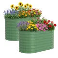 2er Set Verzinkte Stahl Hochbeete Mit Sicherheitskante 120x60x60cm – Robustes Metall Hochbeet für Gemüse & Blumen – Rostbeständig, Ergonomische Höhe, Einfache Montage – Pflanzbeet Garten Outdoor, Grün - Thumbnail 1
