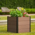 Holz Hochbeet 64x64x60 cm - Rechteckiger Outdoor Pflanzkasten mit Boden, Großes Erhöhtes Gartenbeet für Gemüse, Kräuter und Blumen, Ideal für Terrasse, Garten & Balkon - Thumbnail 2
