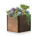 Holz Hochbeet 64x64x60 cm - Rechteckiger Outdoor Pflanzkasten mit Boden, Großes Erhöhtes Gartenbeet für Gemüse, Kräuter und Blumen, Ideal für Terrasse, Garten & Balkon - Thumbnail 1