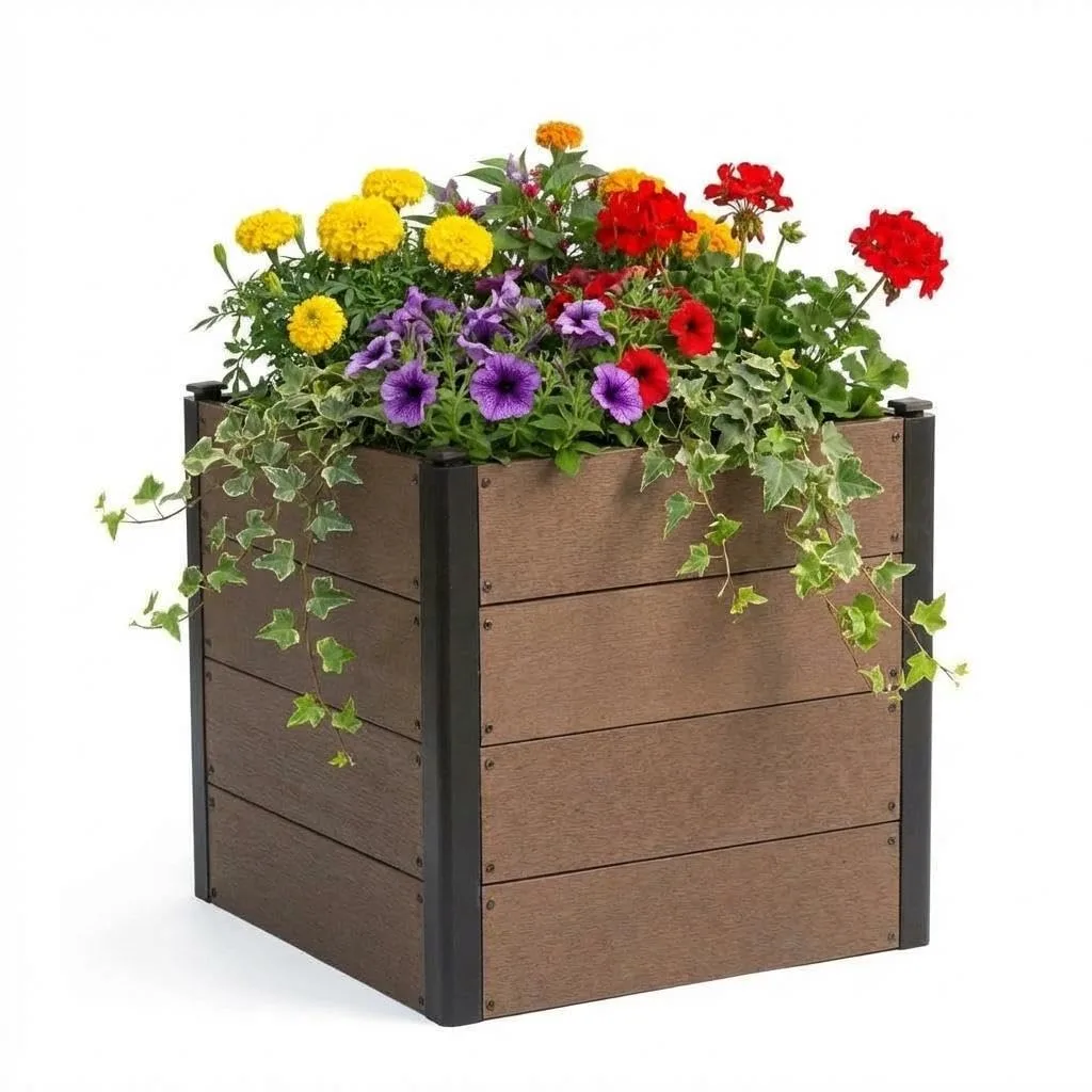 Holz Hochbeet 64x64x60 cm - Rechteckiger Outdoor Pflanzkasten ohne Boden, Großes Erhöhtes Gartenbeet für Gemüse, Kräuter und Blumen, Ideal für Terrasse, Garten & Balkon - Bild 1