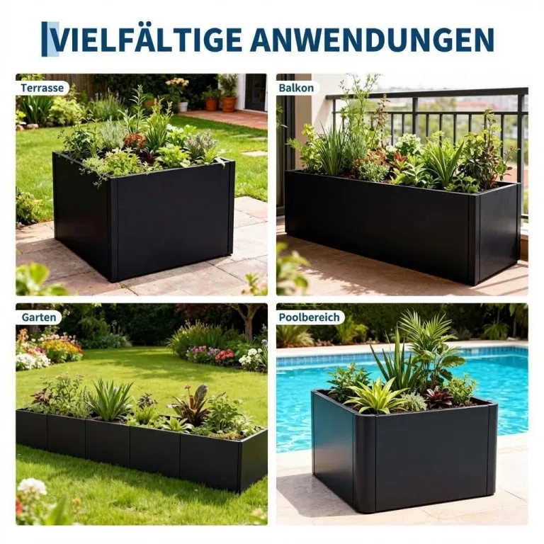 Großes rechteckiges Hochbeet aus Stahl – Robuster Pflanzkasten mit Boden für Garten, Terrasse & Balkon, langlebig & vielseitig für Gemüse, Blumen und Kräuter, 52x52x30cm – Bild 7