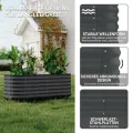 Verzinktes Hochbeet mit Rollen und Selbstbewässerungssystem, mobiler Pflanzkasten aus Metall mit Wasserreservoir für Balkon, Terrasse & Garten, ideal für Gemüse, Kräuter und Blumen, 240x60x50cm, Grau - Thumbnail 3