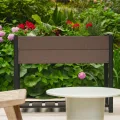 HDPE Hochbeet mit Beinen & Ablage, Holzoptik Pflanzkasten wetterfest, erhöhter Pflanzkübel mit Aluminiumrahmen, für Gemüse, Kräuter & Blumen, Balkon Terrasse Garten, 109x49x85cm - Thumbnail 5