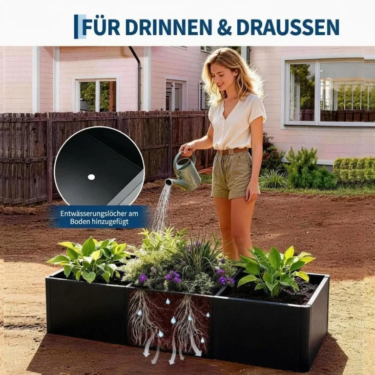 Großes rechteckiges Hochbeet aus Stahl – Robuster Pflanzkasten ohne Boden für Garten, Terrasse & Balkon, langlebig & vielseitig für Gemüse, Blumen und Kräuter, 136x52x30cm – Bild 6