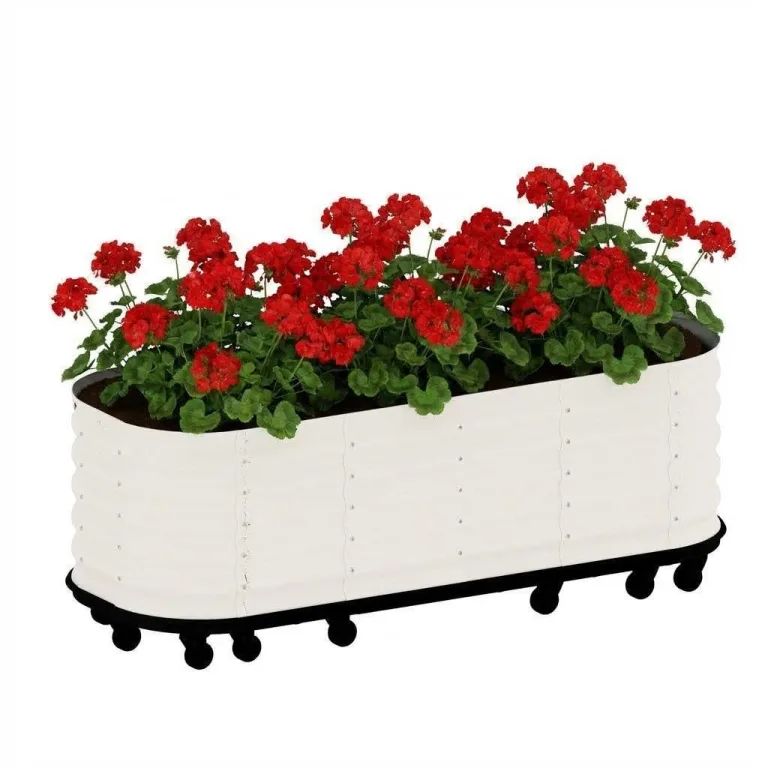2-stufiges Holz Hochbeet mit Rankgitter & Dach, 124 x 41 x 160 cm Pflanzkasten mit Kletterhilfe & Drainagelöchern, Erhöhtes Gartenbeet für Gemüse, Blumen, Balkon & Terrasse – Bild 8