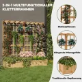 2-stufiges Holz Hochbeet mit Rankgitter & Dach, 124 x 41 x 160 cm Pflanzkasten mit Kletterhilfe & Drainagelöchern, Erhöhtes Gartenbeet für Gemüse, Blumen, Balkon & Terrasse - Thumbnail 2