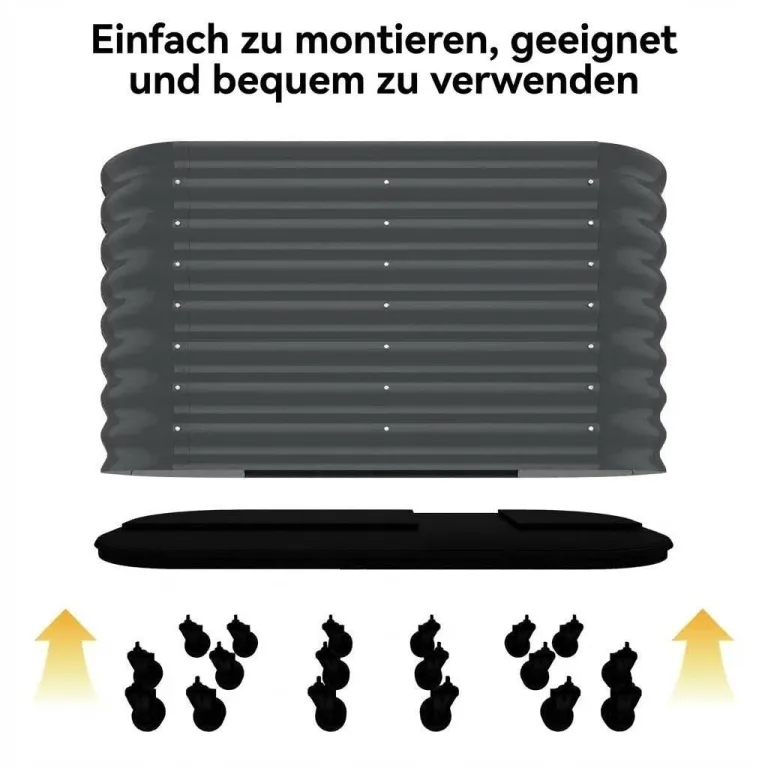 Verzinktes Hochbeet mit Rollen und Selbstbewässerungssystem, mobiler Pflanzkasten aus Metall mit Wasserreservoir für Balkon, Terrasse & Garten, ideal für Gemüse, Kräuter und Blumen, 195x60x50cm, Grau – Bild 6