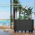 Verzinktes Hochbeet mit Rollen und Selbstbewässerungssystem, mobiler Pflanzkasten aus Metall mit Wasserreservoir für Balkon, Terrasse & Garten, ideal für Gemüse, Kräuter und Blumen, 195x60x50cm, Grau - Thumbnail 5