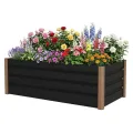 Hochbeet Aluminium mit Offenem Boden, Großer Rostfreier Pflanzkasten mit Abgerundeten Ecken, Tiefes Beet für Gemüse, Blumen und Kräuter, Grau, 200x80x40cm - Thumbnail 1