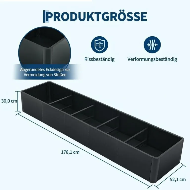 Großes rechteckiges Hochbeet aus Stahl – Robuster Pflanzkasten mit Boden für Garten, Terrasse & Balkon, langlebig & vielseitig für Gemüse, Blumen und Kräuter, 178x52x30cm – Bild 2