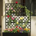 Verzinktes Stahl Hochbeet mit Rankgitter, Pflanzkasten mit Feststellbaren Rollen, Drainagelöchern & Sichtschutz – Garten Hochbeet für Gemüse, Kletterpflanzen, Terrasse, Balkon, 89x180cm, Schwarz - Thumbnail 2