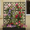 Verzinktes Stahl Hochbeet mit Rankgitter, Pflanzkasten mit Feststellbaren Rollen, Drainagelöchern & Sichtschutz – Garten Hochbeet für Gemüse, Kletterpflanzen, Terrasse, Balkon, 89x180cm, Schwarz - Thumbnail 6