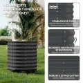 Verzinktes Hochbeet mit Rollen und Selbstbewässerungssystem, mobiler Pflanzkasten aus Metall mit Wasserreservoir für Balkon, Terrasse & Garten, ideal für Gemüse, Kräuter und Blumen, 60x60x70cm, Grau - Thumbnail 2