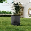 Verzinktes Hochbeet mit Rollen und Selbstbewässerungssystem, mobiler Pflanzkasten aus Metall mit Wasserreservoir für Balkon, Terrasse & Garten, ideal für Gemüse, Kräuter und Blumen, 60x60x70cm, Grau - Thumbnail 3