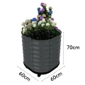 Verzinktes Hochbeet mit Rollen und Selbstbewässerungssystem, mobiler Pflanzkasten aus Metall mit Wasserreservoir für Balkon, Terrasse & Garten, ideal für Gemüse, Kräuter und Blumen, 60x60x70cm, Grau - Thumbnail 5