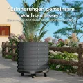 Verzinktes Hochbeet mit Rollen und Selbstbewässerungssystem, mobiler Pflanzkasten aus Metall mit Wasserreservoir für Balkon, Terrasse & Garten, ideal für Gemüse, Kräuter und Blumen, 60x60x70cm, Grau - Thumbnail 7