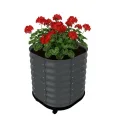 Verzinktes Hochbeet mit Rollen und Selbstbewässerungssystem, mobiler Pflanzkasten aus Metall mit Wasserreservoir für Balkon, Terrasse & Garten, ideal für Gemüse, Kräuter und Blumen, 60x60x70cm, Grau - Thumbnail 1