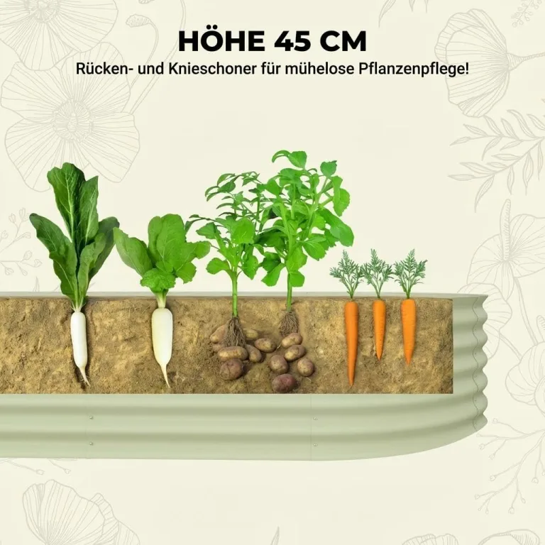 2er Set Verzinkte Stahl Hochbeete 240x60x45cm – Robustes Metall Hochbeet für Gemüse, Kräuter & Blumen – Rostbeständig, Ergonomische Höhe, Einfache Montage – Pflanzbeet Garten Outdoor Beige – Bild 4