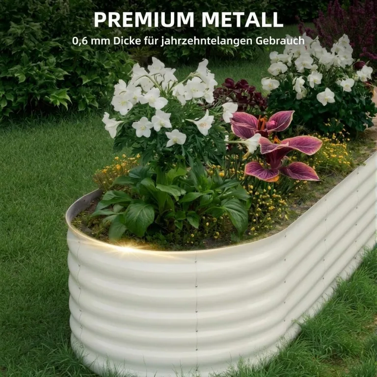 2er Set Verzinkte Stahl Hochbeete 240x60x45cm – Robustes Metall Hochbeet für Gemüse, Kräuter & Blumen – Rostbeständig, Ergonomische Höhe, Einfache Montage – Pflanzbeet Garten Outdoor Beige – Bild 5