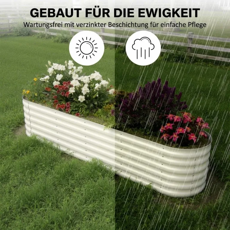 2er Set Verzinkte Stahl Hochbeete 240x60x45cm – Robustes Metall Hochbeet für Gemüse, Kräuter & Blumen – Rostbeständig, Ergonomische Höhe, Einfache Montage – Pflanzbeet Garten Outdoor Beige – Bild 6