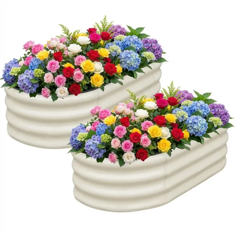2er Set Verzinkte Stahl Hochbeete 240x60x45cm – Robustes Metall Hochbeet für Gemüse, Kräuter & Blumen – Rostbeständig, Ergonomische Höhe, Einfache Montage – Pflanzbeet Garten Outdoor Beige – Bild 1