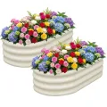 2er Set Verzinkte Stahl Hochbeete 240x60x45cm – Robustes Metall Hochbeet für Gemüse, Kräuter & Blumen – Rostbeständig, Ergonomische Höhe, Einfache Montage – Pflanzbeet Garten Outdoor Beige - Thumbnail 1