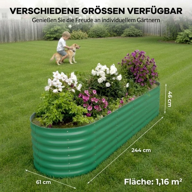 2er Set Verzinkte Stahl Hochbeete 240x60x45cm – Robustes Metall Hochbeet für Gemüse, Kräuter & Blumen – Rostbeständig, Ergonomische Höhe, Einfache Montage – Pflanzbeet Garten Outdoor Grün – Bild 7