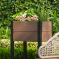 HDPE Hochbeet mit Beinen & Ablage, Holzoptik Pflanzkasten wetterfest, erhöhter Pflanzkübel mit Aluminiumrahmen, für Gemüse, Kräuter & Blumen, Balkon Terrasse Garten, 49x49x85cm - Thumbnail 6