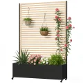 Pflanzkasten aus Metall für den Außenbereich mit Spalier, Hochbeet aus Metall mit Rad, freistehender Sichtschutz-Pflanzkasten für Blumen, Gemüse im Garten, auf der Terrasse, auf dem Balkon - Thumbnail 1