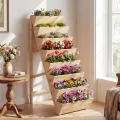 COSTWAY vertikales Hochbeet mit 8 Etagen, Blumenbeet aus Tannenholz, Vertikalbeet mit Pflanzkästen, Blumentreppe Gartenbeet Holz, Blumenkasten für Terrasse Balkon Garten (Natur) - Thumbnail 7