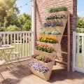 COSTWAY vertikales Hochbeet mit 8 Etagen, Blumenbeet aus Tannenholz, Vertikalbeet mit Pflanzkästen, Blumentreppe Gartenbeet Holz, Blumenkasten für Terrasse Balkon Garten (Natur) - Thumbnail 9