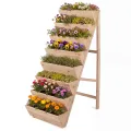 COSTWAY vertikales Hochbeet mit 8 Etagen, Blumenbeet aus Tannenholz, Vertikalbeet mit Pflanzkästen, Blumentreppe Gartenbeet Holz, Blumenkasten für Terrasse Balkon Garten (Natur) - Thumbnail 1