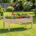 COSTWAY 2 er Hochbeet Holz, Pflanzbeet für Kinder, 122 x 62 x 48 cm, Pflanzkasten bis 130 kg, Blumenkübel mit Ablauflöchern, Kräuterbeet rechteckig, Anzuchtbeet Garten Terrasse Balkon, Natur - Thumbnail 9