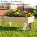 COSTWAY Hochbeet Holz, Pflanzbeet für Kinder, 122 x 62 x 48 cm, Pflanzkasten bis 130 kg, Blumenkübel mit Ablauflöchern, Kräuterbeet rechteckig, Anzuchtbeet Garten Terrasse Balkon, Natur - Thumbnail 6