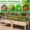 COSTWAY Hochbeet Holz, Pflanzbeet für Kinder, 122 x 62 x 48 cm, Pflanzkasten bis 130 kg, Blumenkübel mit Ablauflöchern, Kräuterbeet rechteckig, Anzuchtbeet Garten Terrasse Balkon, Natur - Thumbnail 7