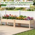 COSTWAY Hochbeet Holz, Pflanzbeet für Kinder, 122 x 62 x 48 cm, Pflanzkasten bis 130 kg, Blumenkübel mit Ablauflöchern, Kräuterbeet rechteckig, Anzuchtbeet Garten Terrasse Balkon, Natur - Thumbnail 8