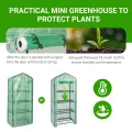 LEADZM Gewächshaus mit UV-beständiger PE-Gitterfolie，4 Metallablagegittern, Sturm-Winterfest, Schutz vor Kälte,Frost, Anzucht für Tomaten & Pflanzen, Balkon Garten (Grün, 69 x 48 x 157 cm) - Thumbnail 5