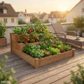needs&wants® Großes Hochbeet Stufenbeet 3-stufig aus Holz für Garten Terrasse, Pflanzbeet Pflanztreppe XL quadratisch, Etagen Blumenbeet Kräuterbeet Blumentreppe, 123,5 x 123,5 x 53 cm, braun - Thumbnail 2
