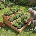 needs&wants® Großes Hochbeet Stufenbeet 3-stufig aus Holz für Garten Terrasse, Pflanzbeet Pflanztreppe XL quadratisch, Etagen Blumenbeet Kräuterbeet Blumentreppe, 123,5 x 123,5 x 53 cm, braun - Thumbnail 6