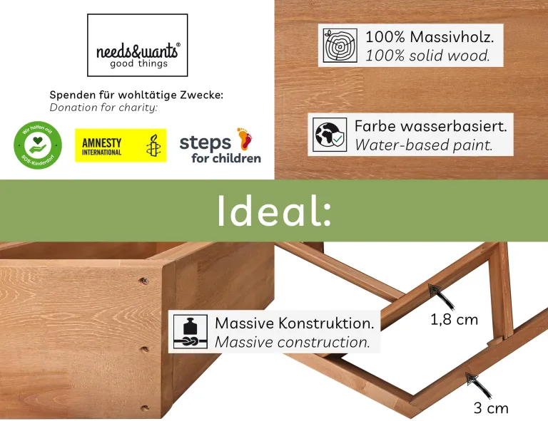 Multi Hochbeet mit 7 Pflanzkästen sechseckig aus Holz für Garten Balkon Terrasse, Kräuterbeet-Rahmen Pflanzbeet Blumenbeet niedrig, 100 x 100 x 18 cm, braun – Bild 3